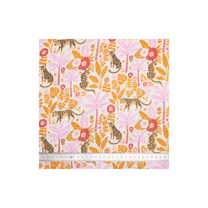Tissu coton Léopard et Palmier