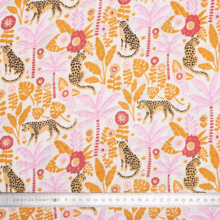 Tissu coton Léopard et Palmier
