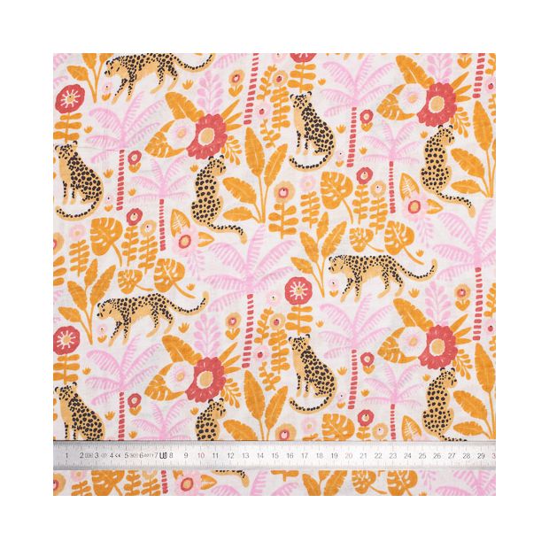 Tissu coton Léopard et Palmier
