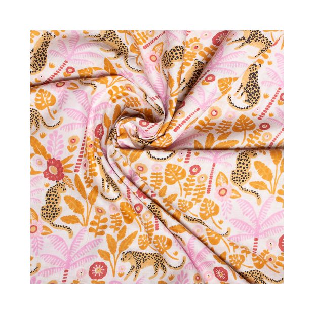 Tissu coton Léopard et Palmier