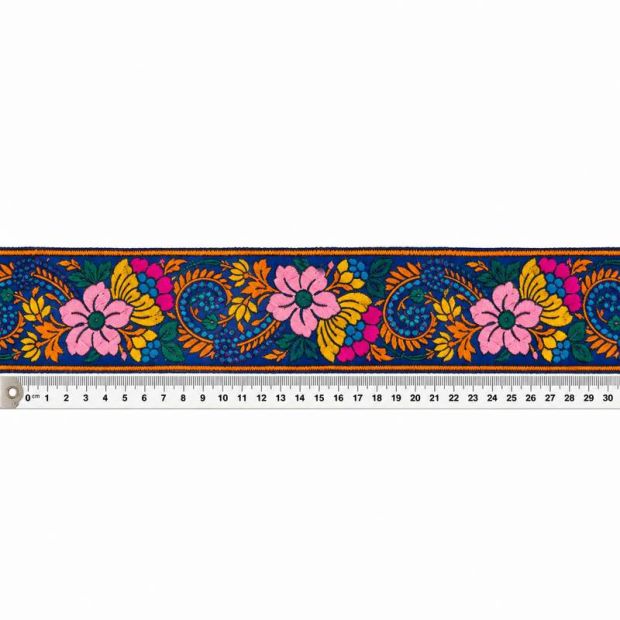 Galon brodé Fleurs Pink farandole