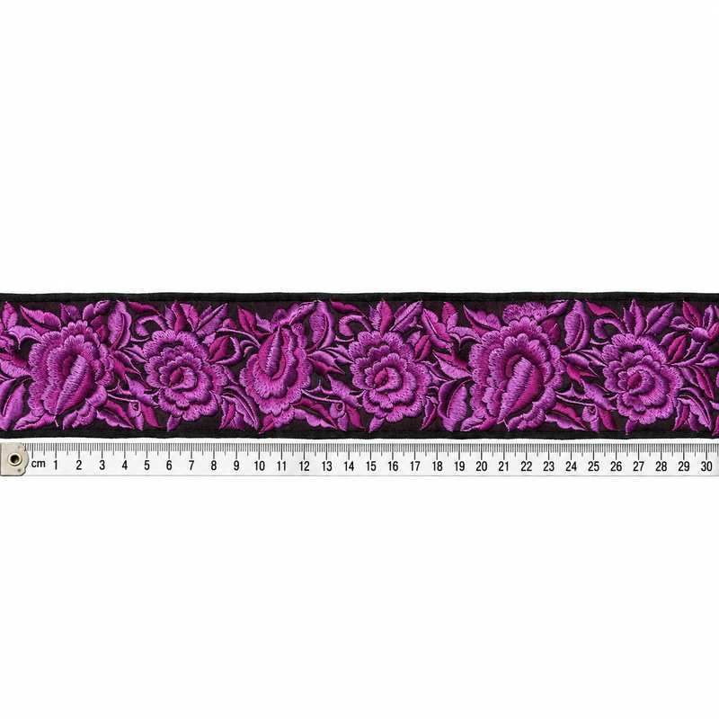 Galon brodé Rosy lilas