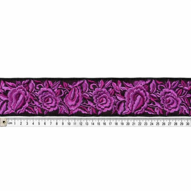 Galon brodé Rosy lilas