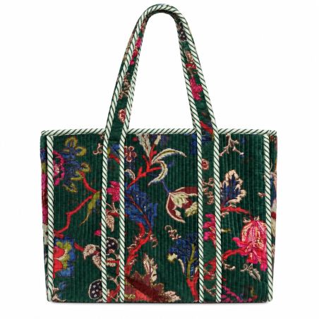 Sac cabas matelassé velours Reva vert