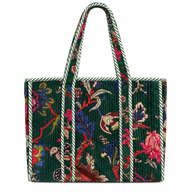 Sac cabas matelassé velours Reva vert