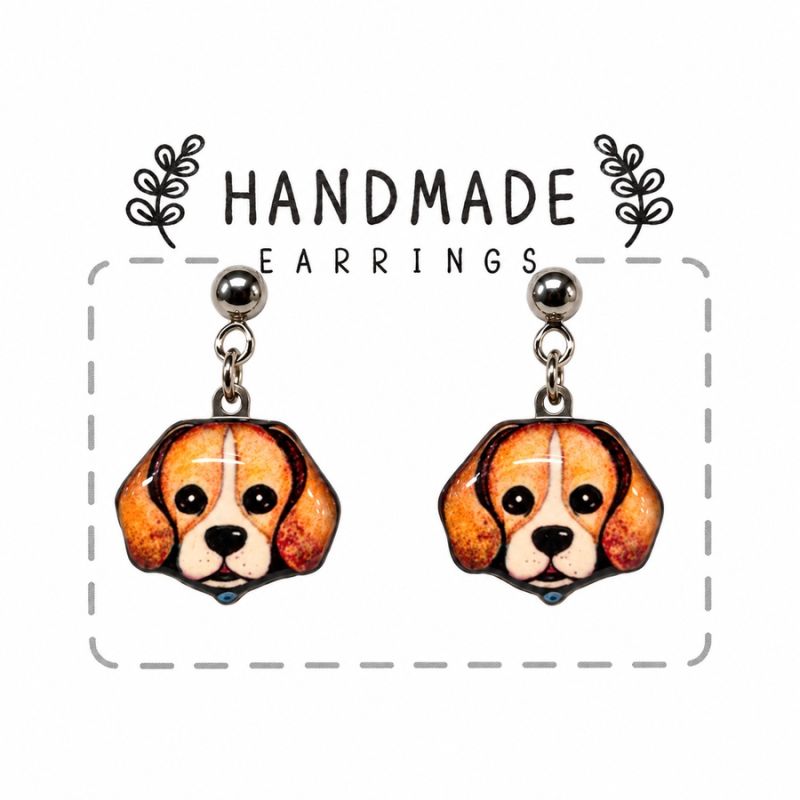 Boucles d'oreilles clous pendantes chien