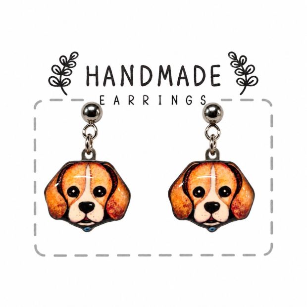 Boucles d'oreilles clous pendantes chien