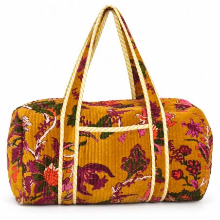 Sac weekend matelassé veloursReva moutarde