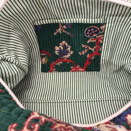 Sac weekend matelassé velours Reva vert