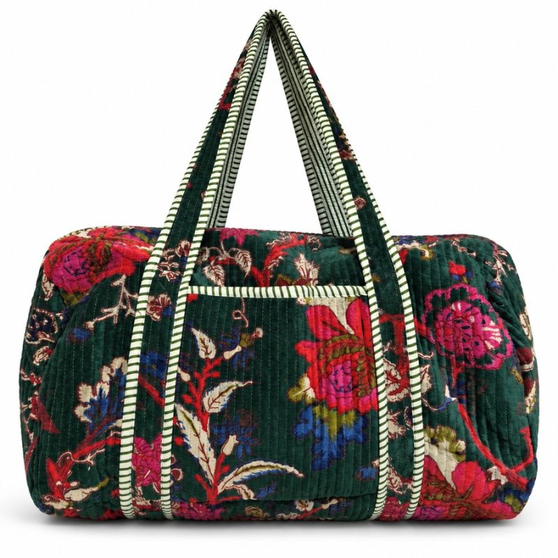 Sac weekend matelassé velours Reva vert