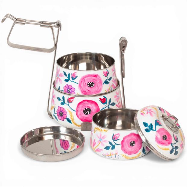 Lunch box inox peinte à la main Kandla