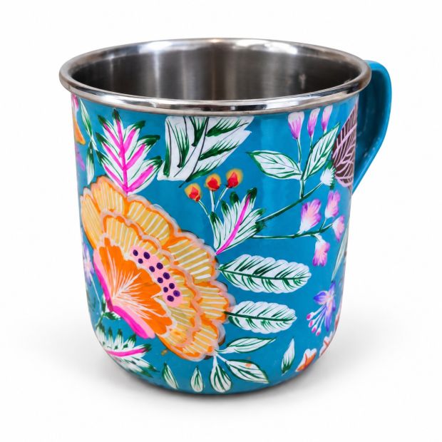 Tasse inox peinte à la main Pondichery
