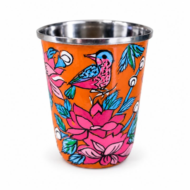Petit verre inox peint à la main Passaro