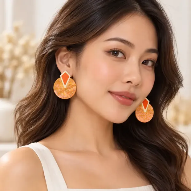 Boucles d'oreilles Junon pailleté Pêche & Lilas