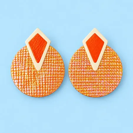 Boucles d'oreilles Junon pailleté Pêche & Lilas