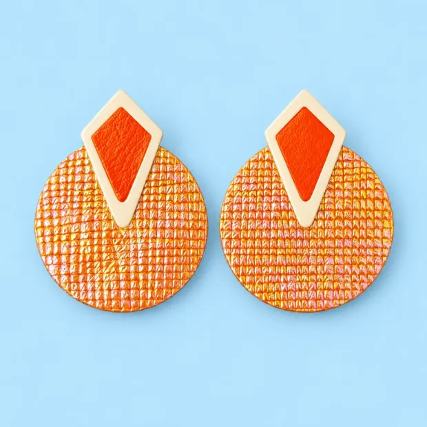 Boucles d'oreilles Junon pailleté Pêche & Lilas