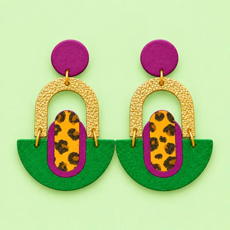 Boucles d’oreilles Hestia vert et violine