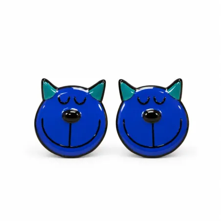 Boucles d'oreilles Cat bleu