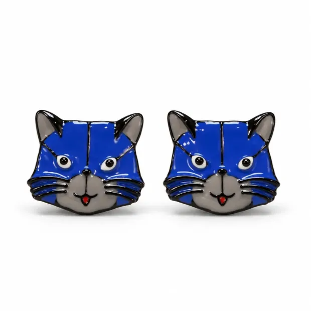 Boucles d'oreilles Moustaches Bleu