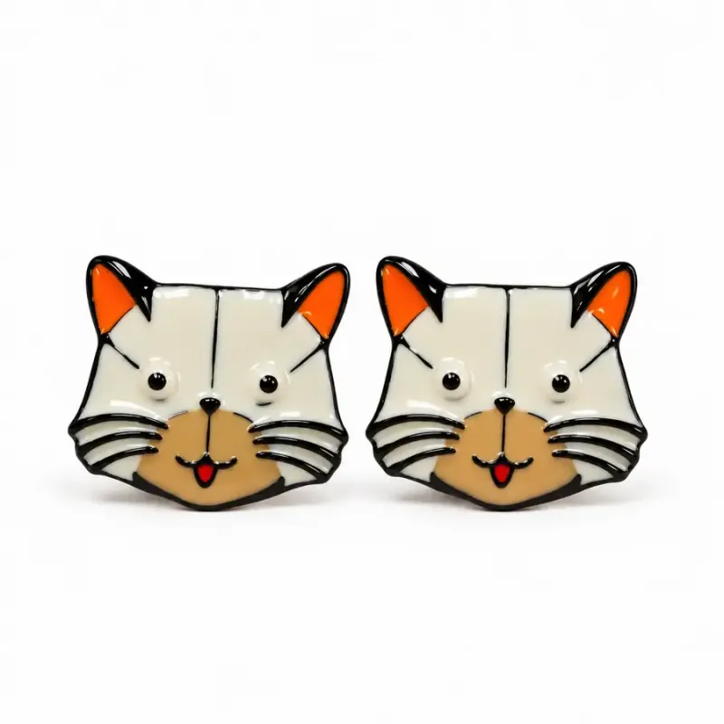 Boucles d'oreilles Moustaches Blanc