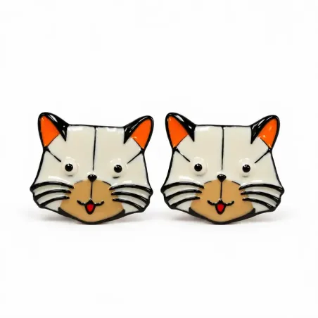 Boucles d'oreilles Moustaches Blanc