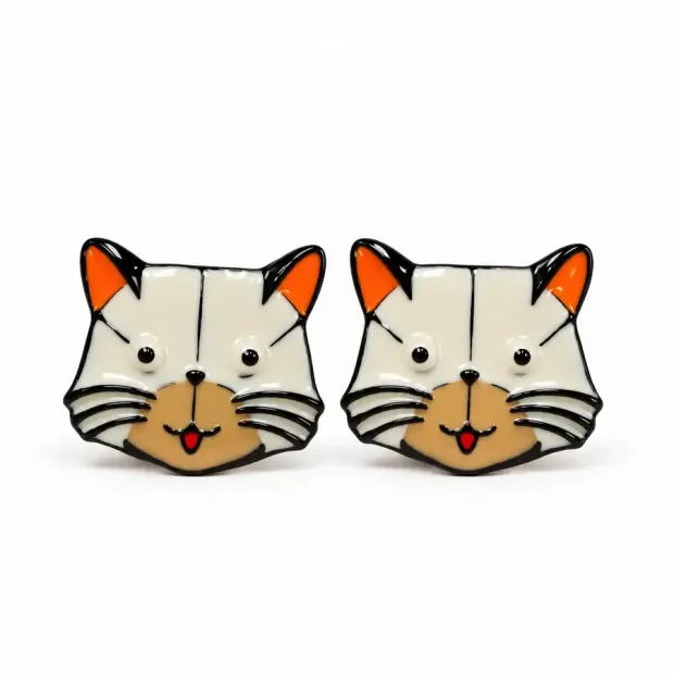 Boucles d'oreilles Moustaches Blanc