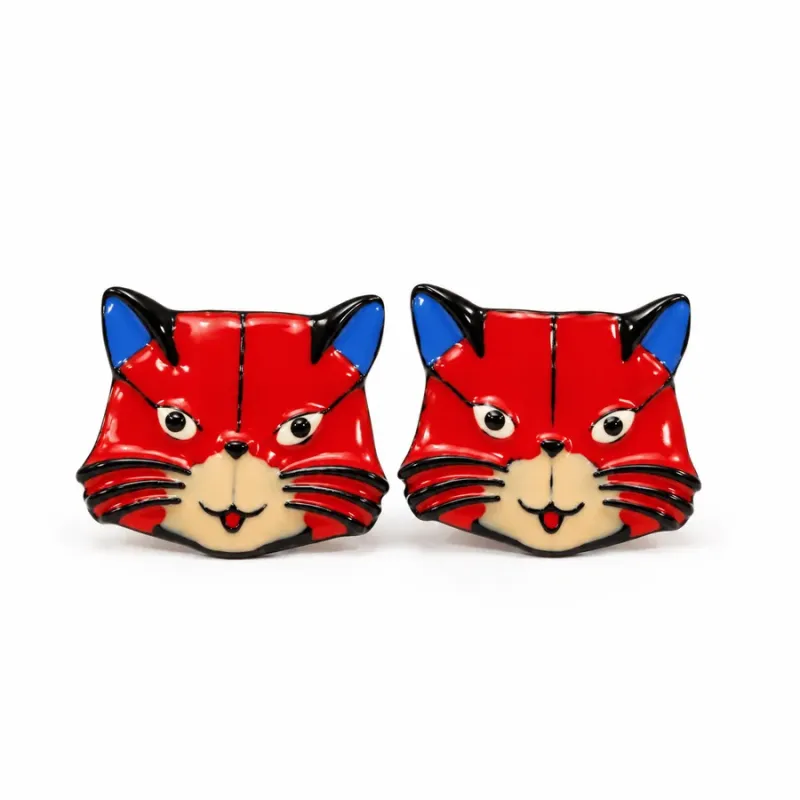 Boucles d'oreilles Moustaches rouge