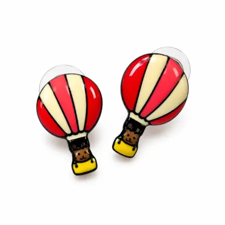 Boucles d'oreilles Montgolfière rose