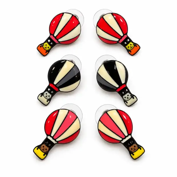 Boucles d'oreilles Montgolfière rose