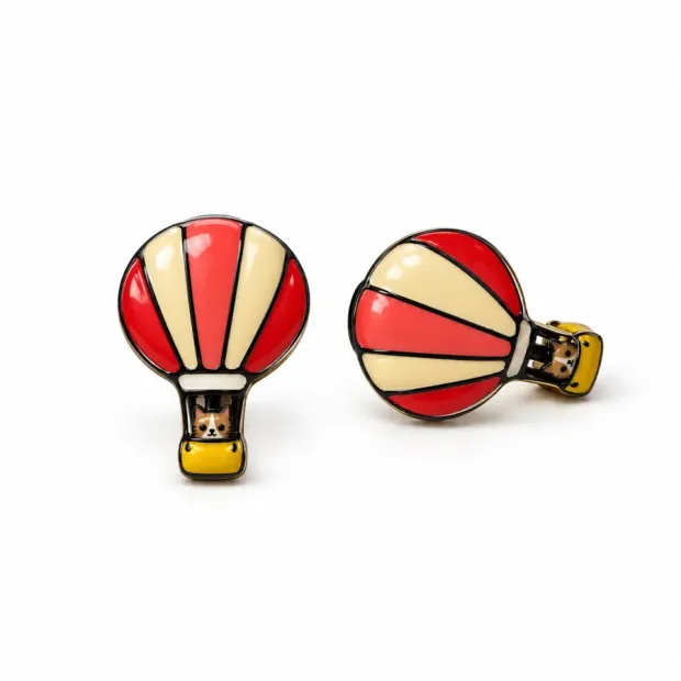 Boucles d'oreilles Montgolfière rouge