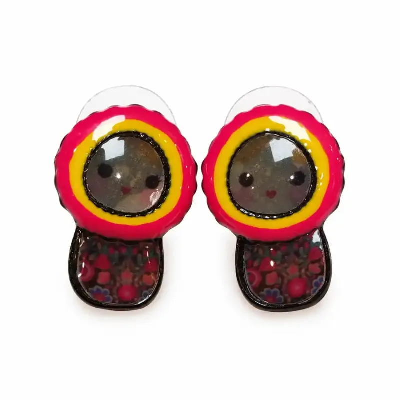 Boucles d'oreilles Inuit rouge