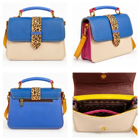 Sac à main en cuir multicolore