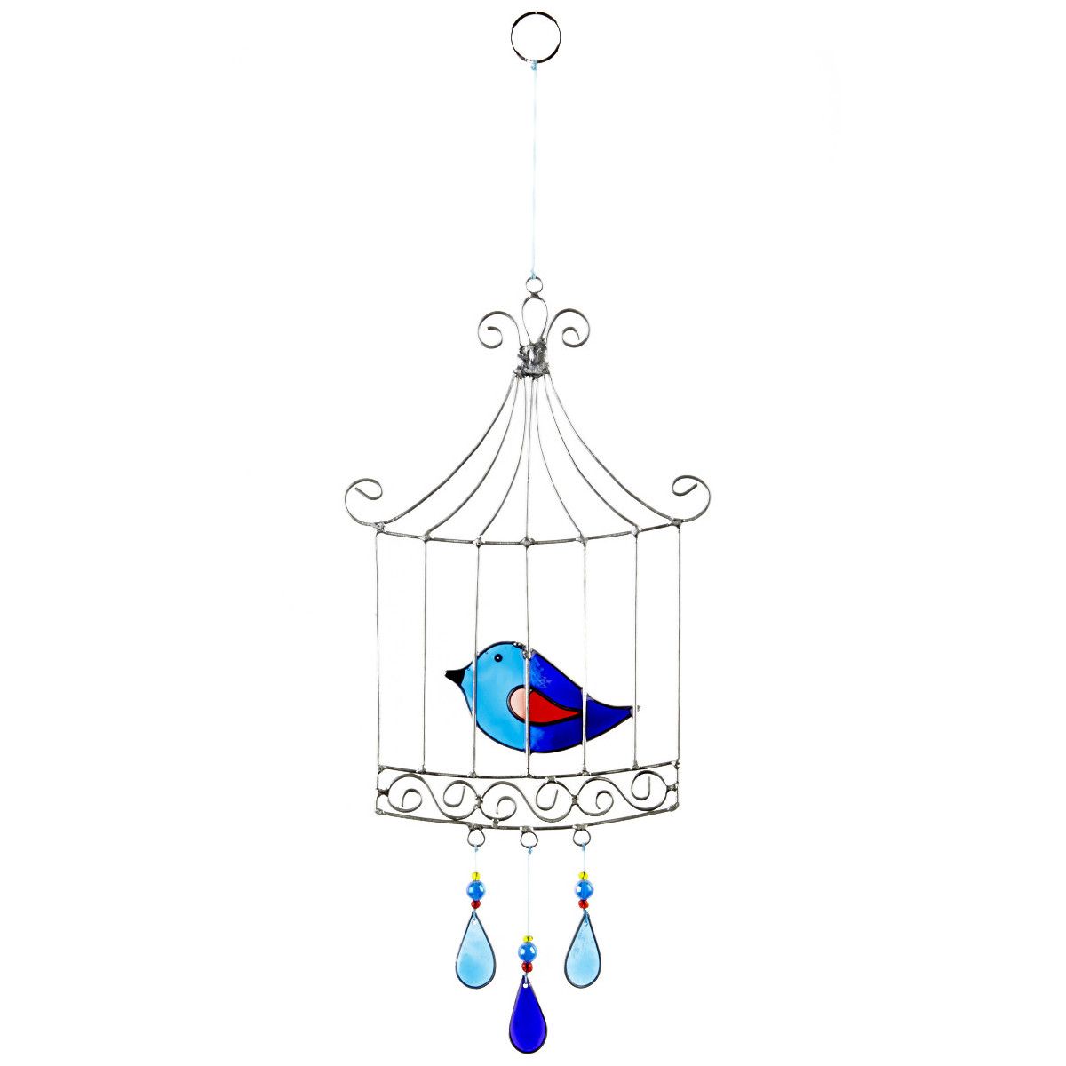 Suncatcher oiseau cage bleu - Bibop et Lula