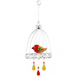 Suncatcher oiseau cage orange - Bibop et Lula