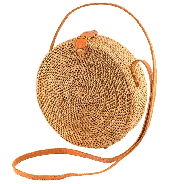 Sac rond de Bali couleur rotin naturel