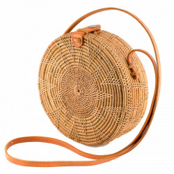 Sac rond de Bali couleur naturelle motif étoile - Bibop et Lula