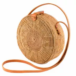 Sac rond de Bali couleur naturelle motif étoile - Bibop et Lula