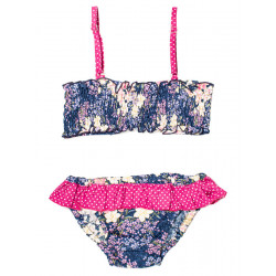 Bikini maillot de bain coton fille 4-10 ans rose et violet