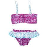 Bikini maillot de bain coton fille 4-10 ans violet et papillons