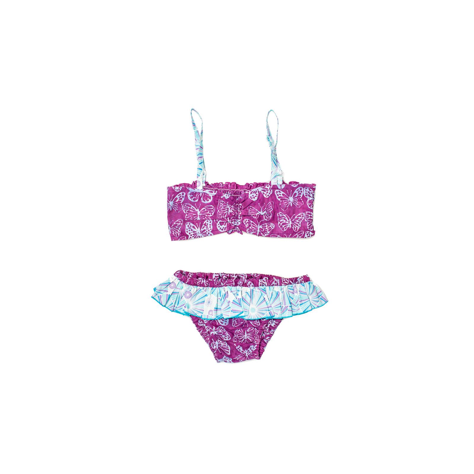 Bikini maillot de bain coton fille 4-10 ans violet et papillons