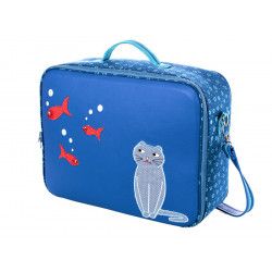 Valise Originale De Voyage Bebe Enfant Chat Bleu Et Poissons Rouges
