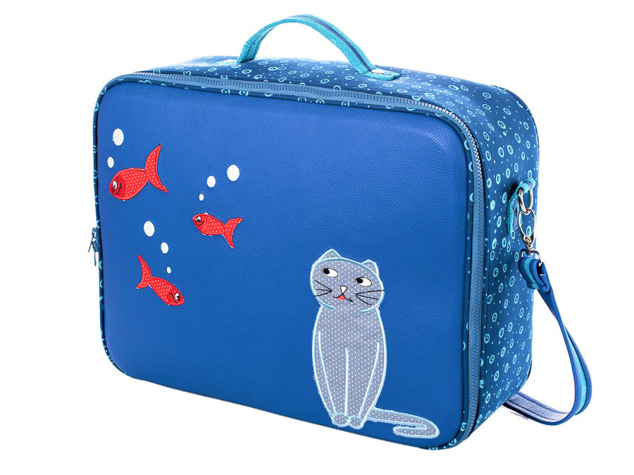 Valise Originale De Voyage Bebe Enfant Chat Bleu Et Poissons Rouges Valise Originale De Voyage Bebe Enfant Chat Bleu Et Poissons Rouges