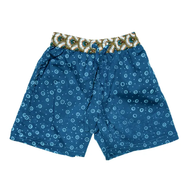 Short de bain coton enfant 2-8 ans bleu foncé et vert kaki
