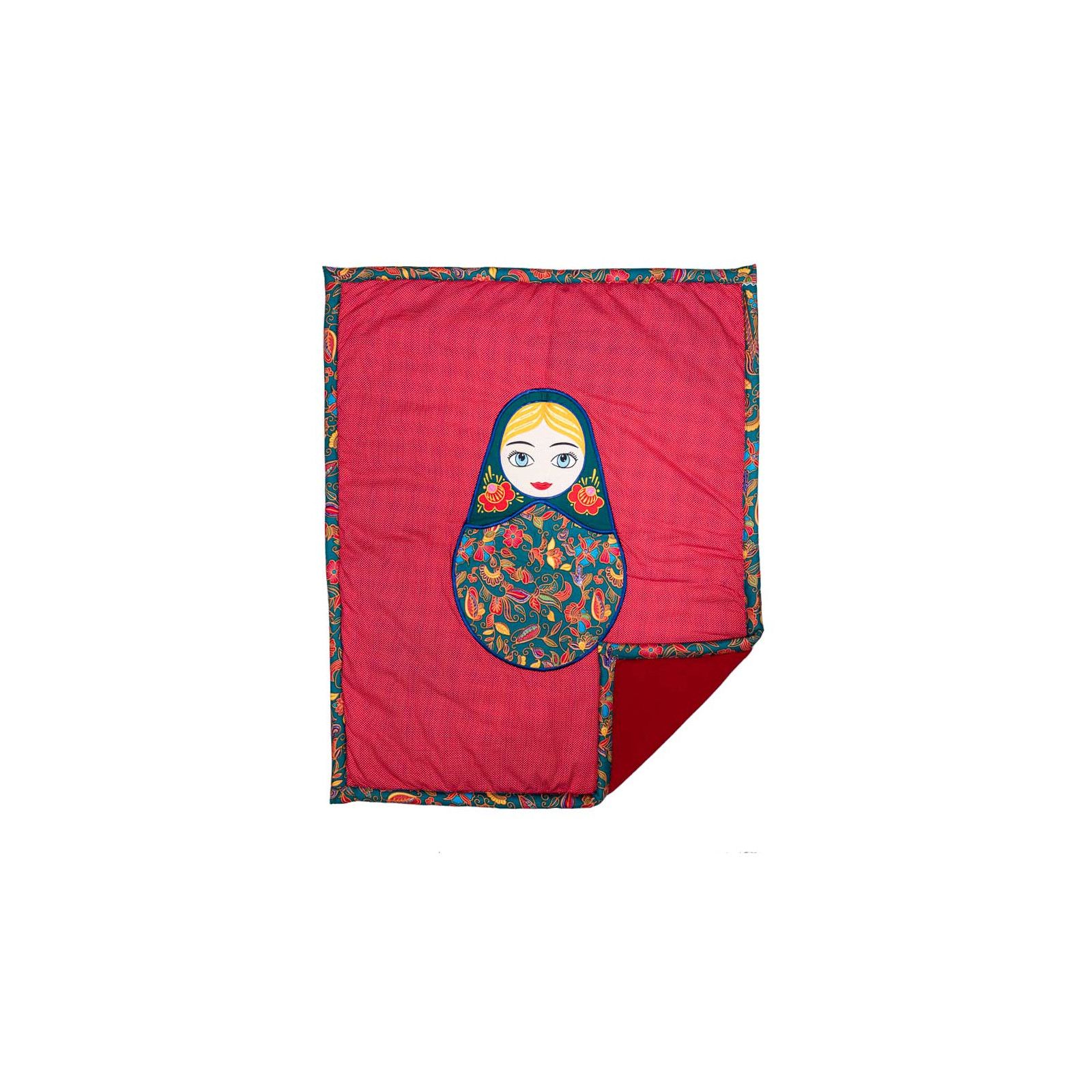 Couverture coton polaire bébé fille rouge avec Matriochka poupée russe brodée