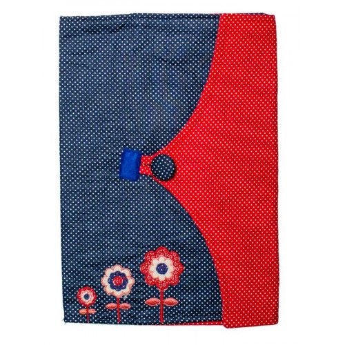 Protège carnet de santé bébé enfant bleu et fleurs rouges - Bibop et Lula