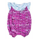 Barboteuse coton bébé fille 0-18 mois violette avec papillons - Bibop et Lula