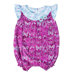 Barboteuse coton bébé fille 0-18 mois violette avec papillons - Bibop et Lula