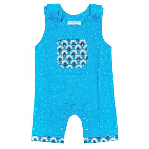 Barboteuse coton bébé garçon 0-18 mois bleu - Bibop et Lula