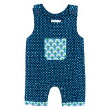 Barboteuse salopette coton bébé 0-18 mois bleu à pois - Bibop et Lula