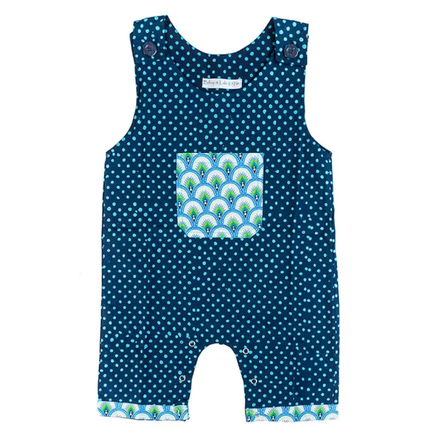 Barboteuse salopette coton bébé 0-18 mois bleu à pois